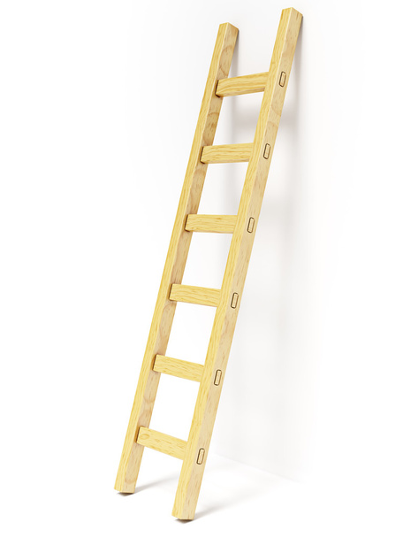 Wooden ladder near white wall - Photo, Image
