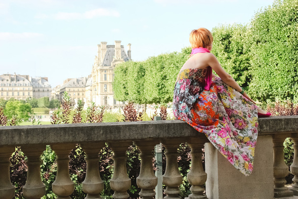 Beautiful young woman in Paris, France. - 写真・画像