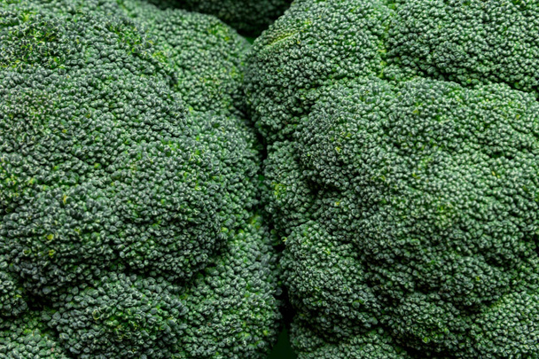 Renkli masaya yakın yeşil brokoli arkaplanı. Diyet ve sağlıklı yemek için sebzeler. Organik yiyecekler. - Fotoğraf, Görsel