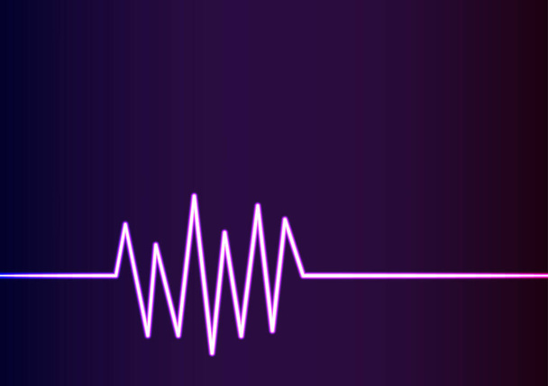 Digitální fialová čára signální vlny vzor tmavé pozadí. vektorová ilustrace. - Vektor, obrázek