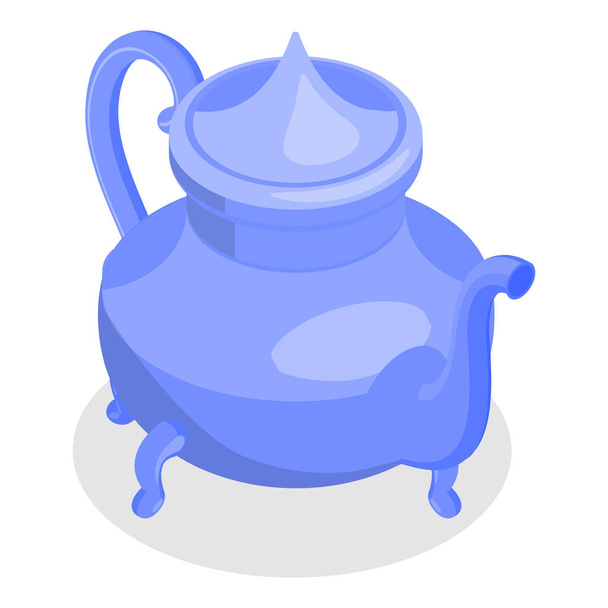 3D Isometric Flat Vector Set of Arabic Teapot, Traditiona Ancient Eastern Kettle. Item 3 - Vector, Image