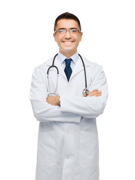 smiling male doctor in white coat - Φωτογραφία, εικόνα