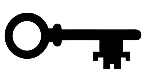 Old door key vector icon illustration isolated on white background. - Vector, Image