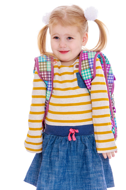 Adorable little blonde schoolgirl. - Photo, Image
