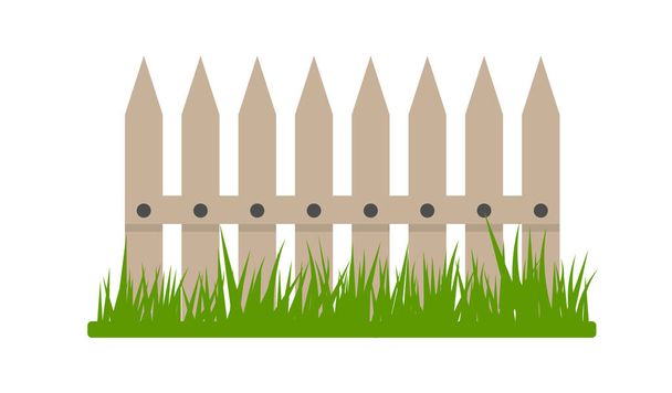 Wooden Fence Flat Deign Element. A fence of wooden planks vector art - Vector, Image