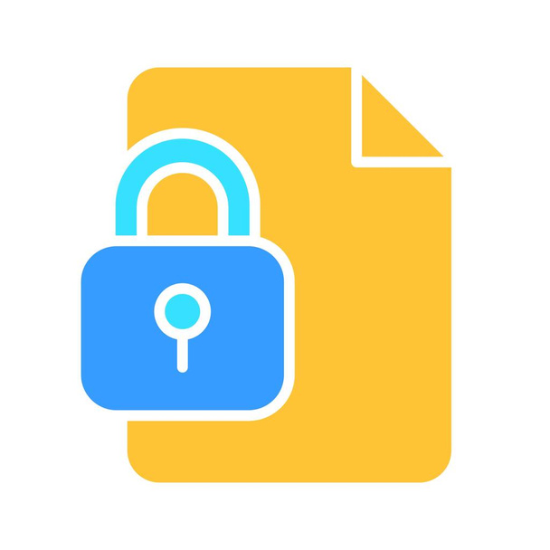 Geschlossenes Vorhängeschloss mit Dateizeilensymbol. Sicherheit, Schutz, Schlüssel, Tür, Passwort, Geheimnis, Safe, Hacking. Vektor-Farbsymbol auf weißem Hintergrund für Unternehmen und Werbung - Vektor, Bild