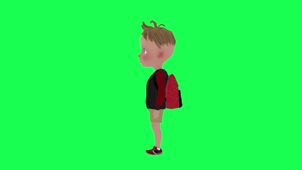 3d przedszkole dziecko mówi izolowany zielony ekran prostokąt 3d ludzie redner chroma klucz tło animacja mężczyzna i kobieta spacer rozmowa - Materiał filmowy, wideo