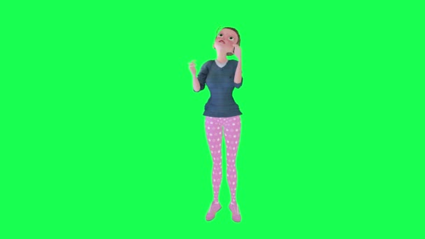 3D dona de casa beijando marido, tela verde ângulo frontal 3d pessoas redner croma chave fundo animação homem e mulher andar falar - Filmagem, Vídeo