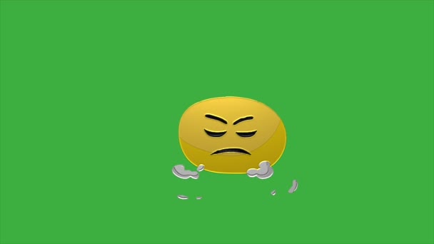 Κύκλος σχήμα κινουμένων σχεδίων βίντεο εκφράσεις προσώπου βρόχο σε πράσινο φόντο οθόνη - Πλάνα, βίντεο