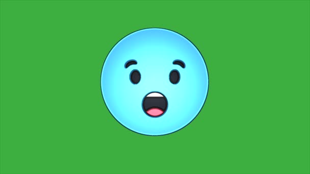 Círculo em forma de desenhos animados expressões faciais loop de vídeo no fundo tela verde - Filmagem, Vídeo