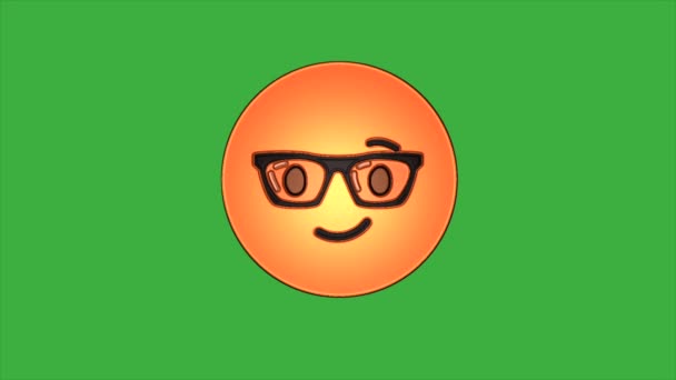 Circle shaped animated cartoon facial expressions  video loop on green screen background - Footage, Video