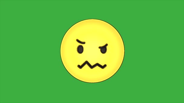 Κύκλος σχήμα κινουμένων σχεδίων βίντεο εκφράσεις προσώπου βρόχο σε πράσινο φόντο οθόνη - Πλάνα, βίντεο