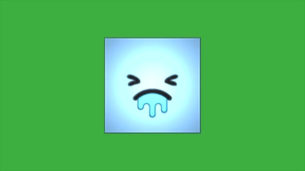 Box shaped animated cartoon facial expressions video loop on green screen background - Footage, Video