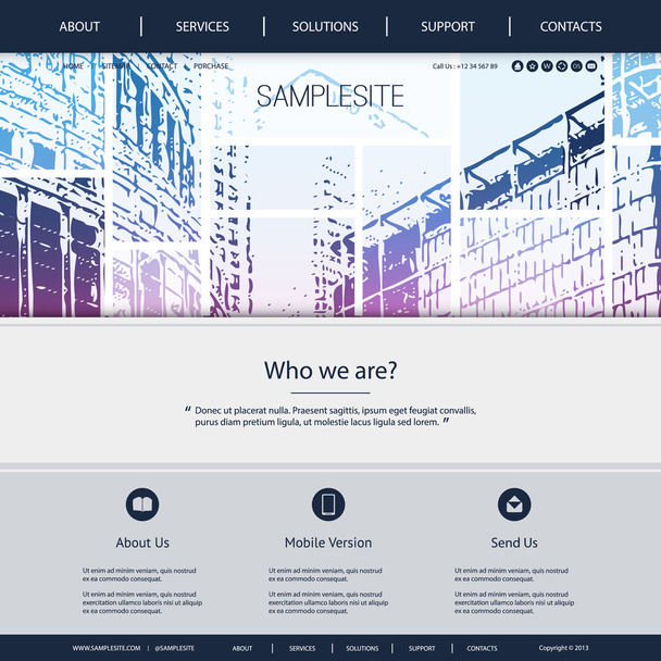 Website Design for Your Business with Skyscrapers Background - Vetor, Imagem