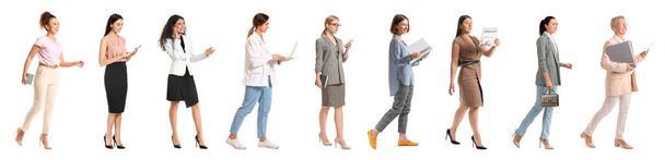 Collage junger Geschäftsfrauen auf weißem Hintergrund - Foto, Bild
