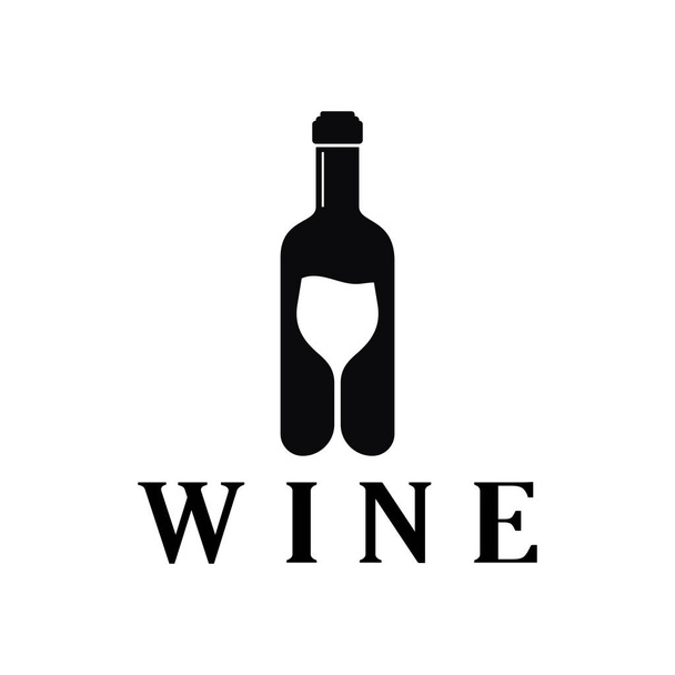 Logo vína s sklenicemi a lahvemi vína.pro noční kluby, bary, kavárny a vinotéky. - Vektor, obrázek