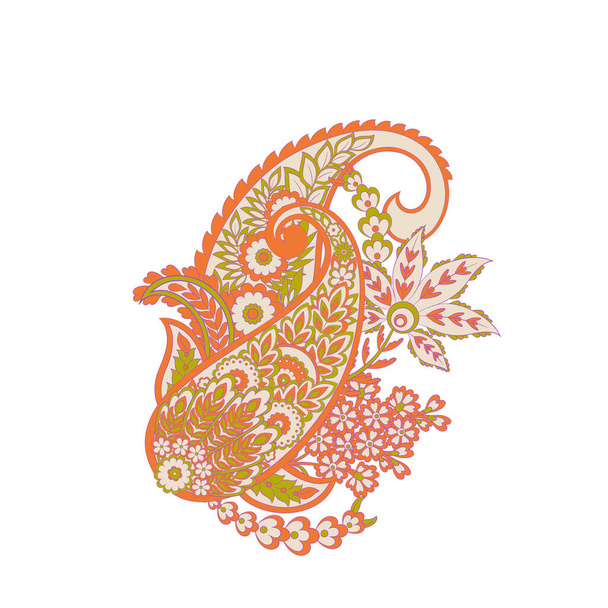 Paisley vector geïsoleerd patroon. Vintage bloemenillustratie in batik stijl - Vector, afbeelding
