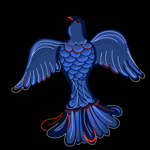 Hada pájaro azul sobre un fondo negro. - Foto, Imagen