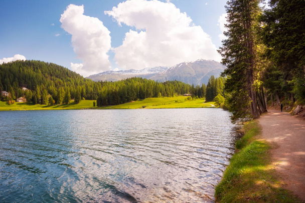 Saint Moritz lake, Switzerland in summer - Photo, Image