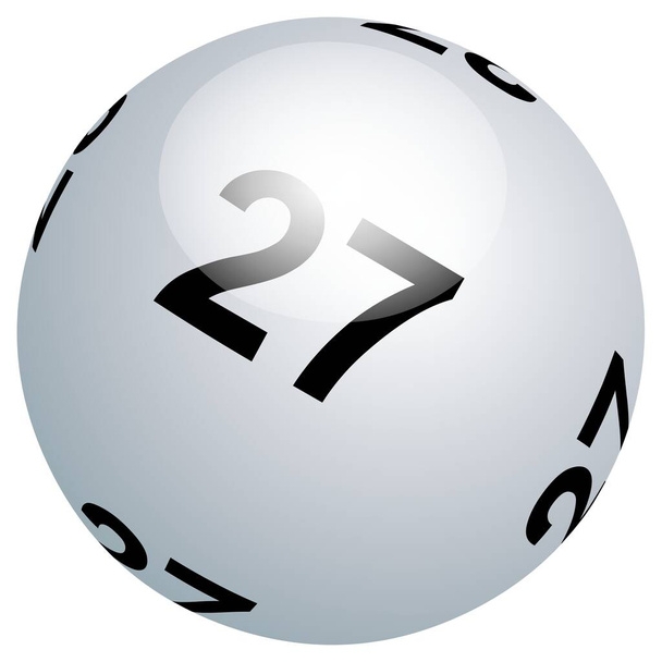 White lotto ball number 27 on white background - Photo, Image