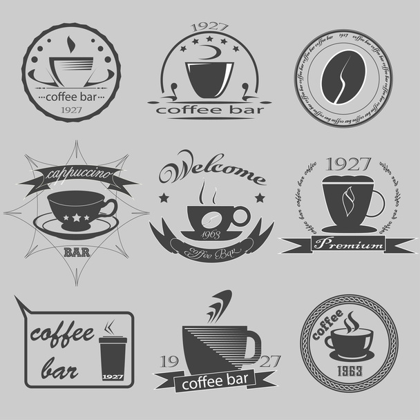 Set vintage koffie thema monochroom etiketten. Vector - Vector, afbeelding