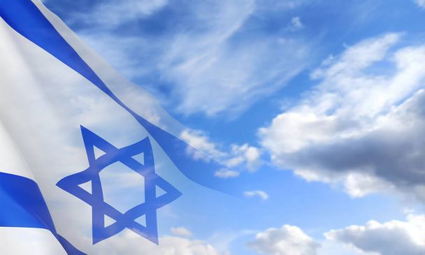 Флаг Израиля на фоне неба. Вектор EPS10 - Вектор,изображение
