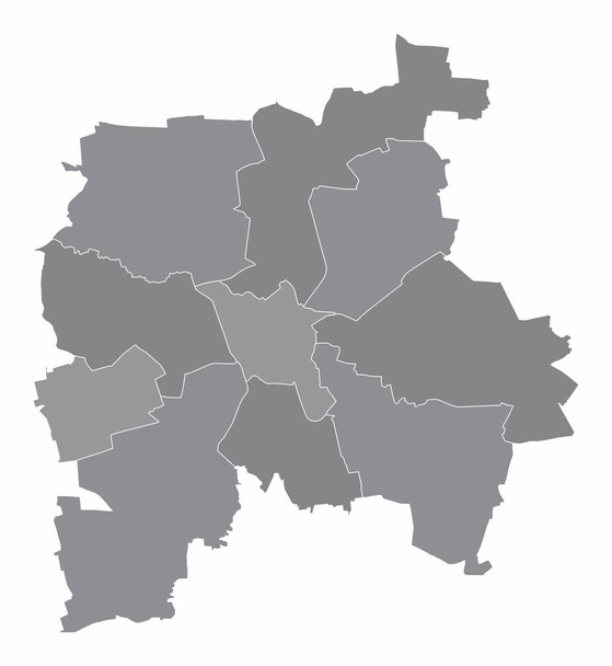Адміністративна карта міста Лейпциг ізольована на білому тлі, Німеччина - Вектор, зображення