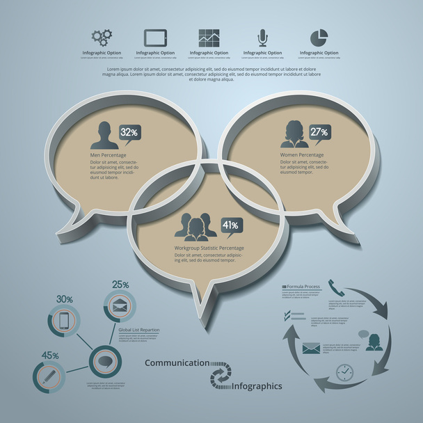 Communication Infographic Background Elements and Symbols - Vetor, Imagem