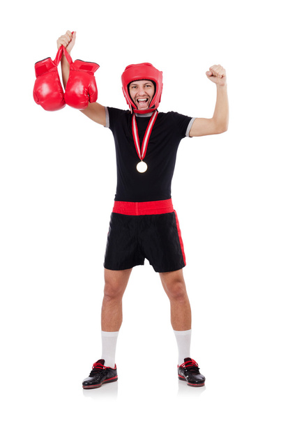 Funny boxer with red glovers - Фото, изображение