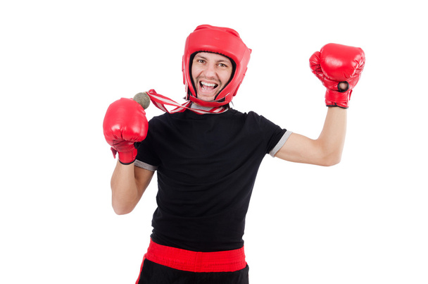 Boxer divertente con glovers rossi
 - Foto, immagini