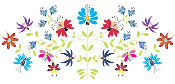 Λαϊκό μοτίβο λουλουδιών - Διάνυσμα, εικόνα