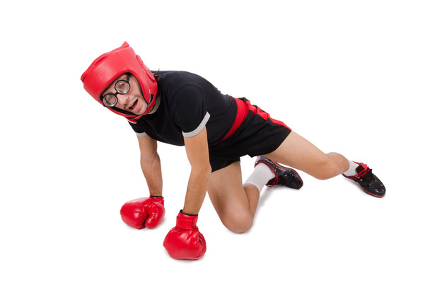 Vicces boxer, vörös kesztyűben - Fotó, kép