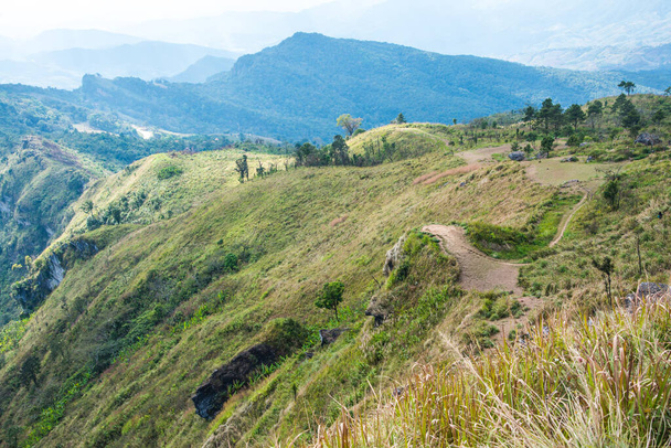 タイ・チェンライ県のプーチーファーの山の眺め. - 写真・画像