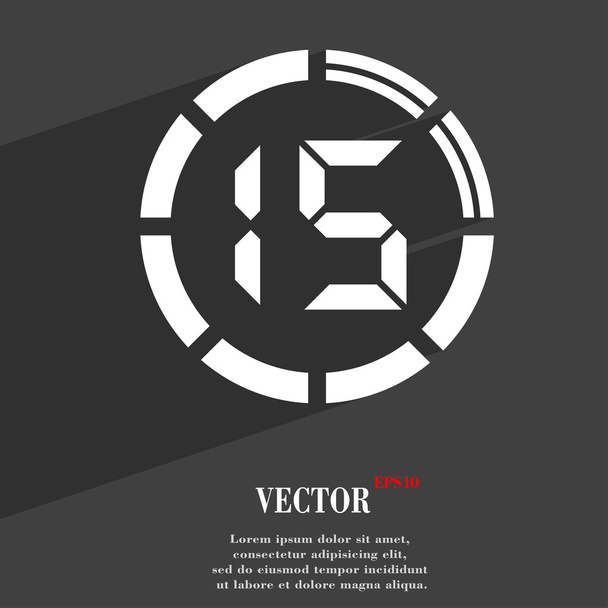 Símbolo de ícone de cronômetro de 15 segundos Design web moderno plano com sombra longa e espaço para o seu texto. Vetor
 - Vetor, Imagem