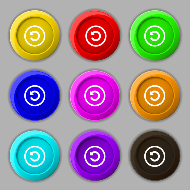 Upgrade, arrow, update icon sign. symbol on nine round colourful buttons. Vector - Vector, Imagen