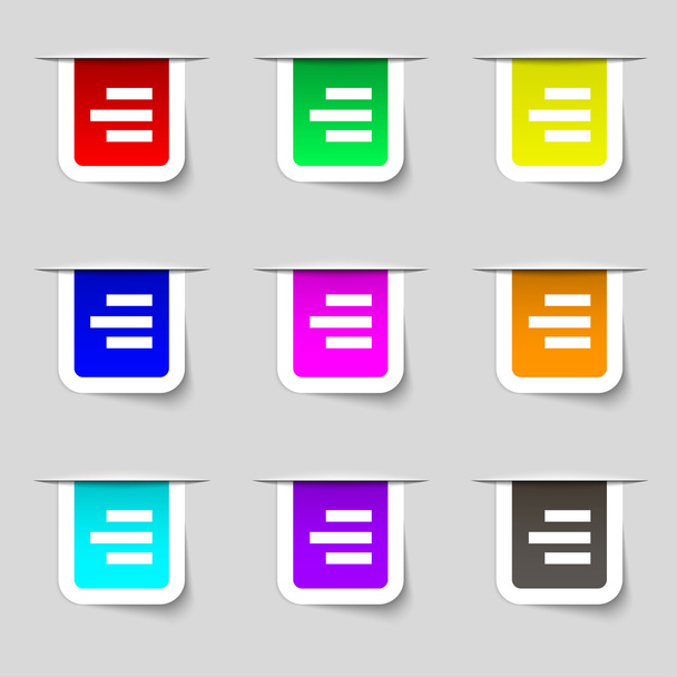 Right-aligned icon sign. Set of multicolored modern labels for your design. Vector - Vektör, Görsel