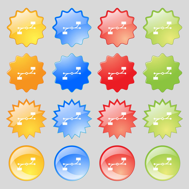 Bezier Curve icon sign. Big set of 16 colorful modern buttons for your design. Vector - ベクター画像