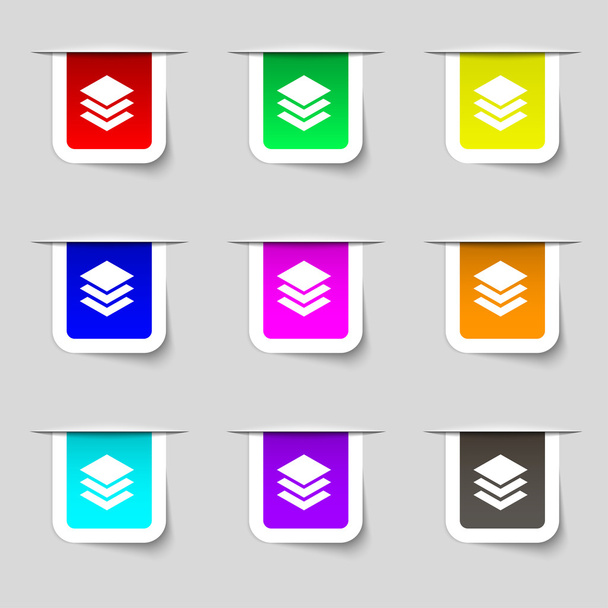 Layers icon sign. Set of multicolored modern labels for your design. Vector - Διάνυσμα, εικόνα