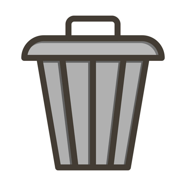 Векторная мусорная корзина Толстая линия Заполненная значок цветов для личного и коммерческого использования - Вектор,изображение