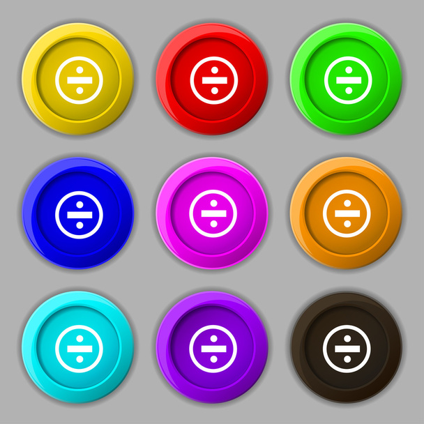 dividir signo de icono. símbolo en nueve botones redondos de colores. Vector
 - Vector, imagen