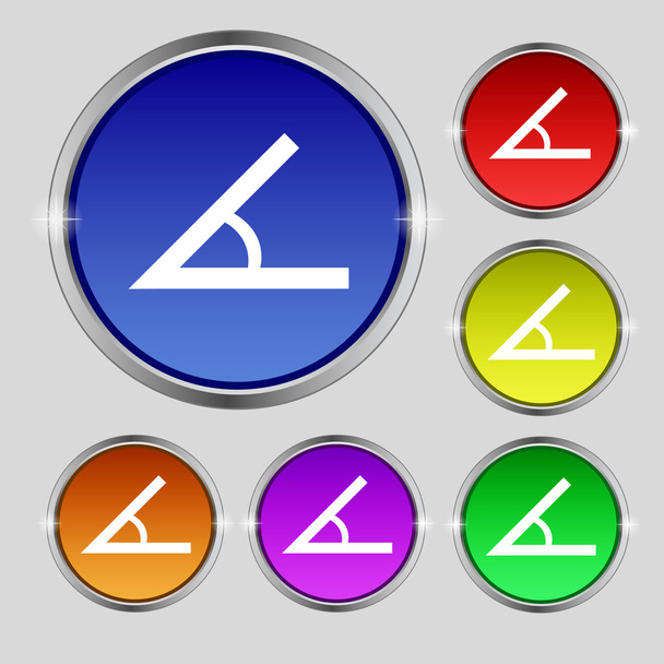 Angle 45 degrees icon sign. Round symbol on bright colourful buttons. Vector - Wektor, obraz