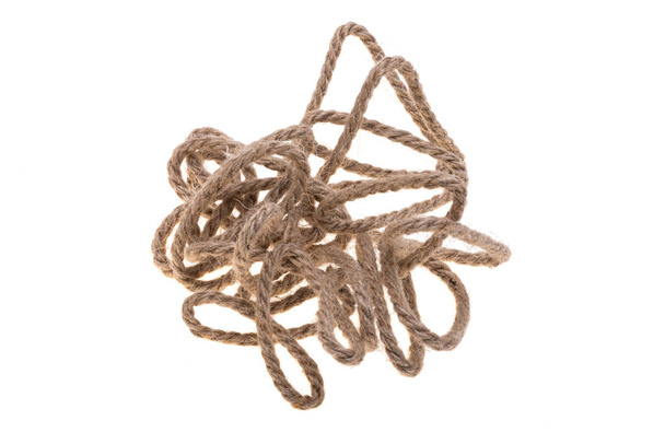 Джутова мотузка ізольована на білому тлі
 - Фото, зображення