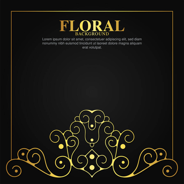 Luxury gold decorative floral frame background - Vector, Image