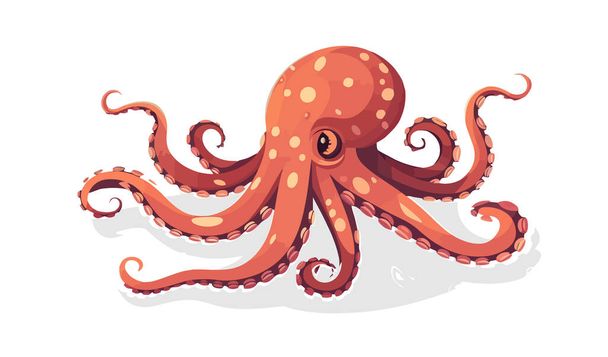 Octopus tasainen sarjakuva eristetty valkoisella taustalla. Vektoriesimerkki - Vektori, kuva
