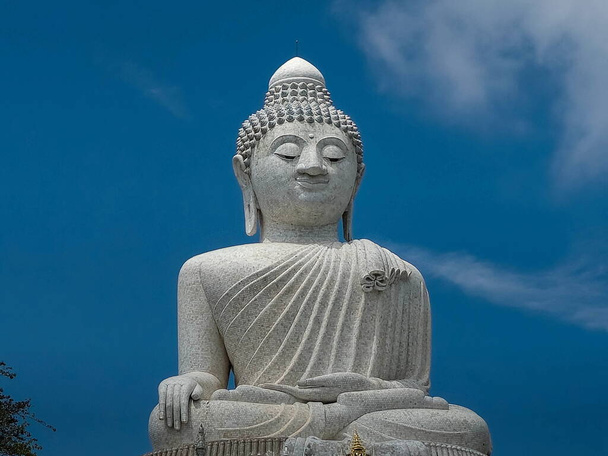 Famous statue of Big Buddha made of marble by day in Phuket, Thailand - Photo, Image