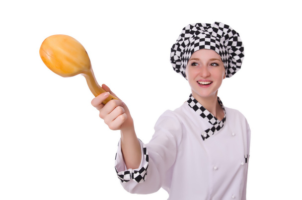 Chef donna isolata su bianco
 - Foto, immagini
