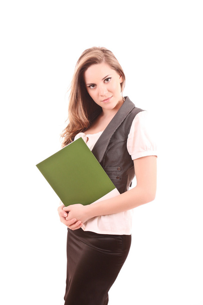 Office person with folder isolated on white - Φωτογραφία, εικόνα