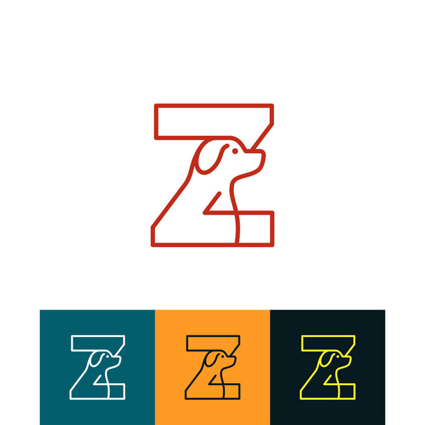 Hundegeschäft Logo des Buchstabens Z Pet paw store icon vector, animal care symbol, animal clinic label. - Vektor, Bild
