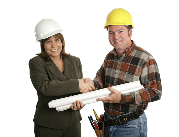 Female Engineer & Contractor Handshake - Photo, Image