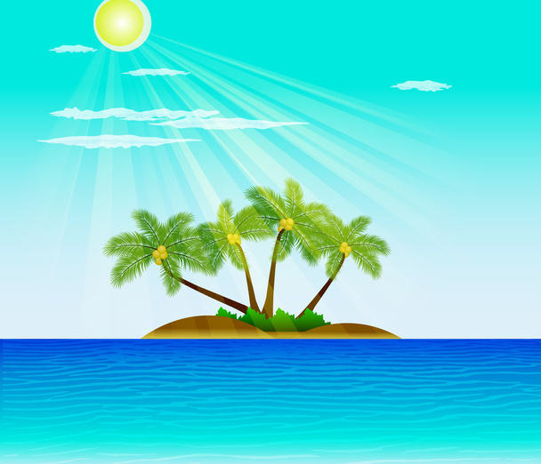 Spiaggia tropicale con palme illustrazione vettoriale
 - Vettoriali, immagini